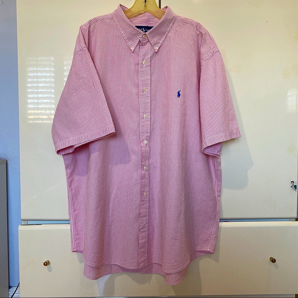 Pink&white stripe short sleeve Ralph Lauren shirt